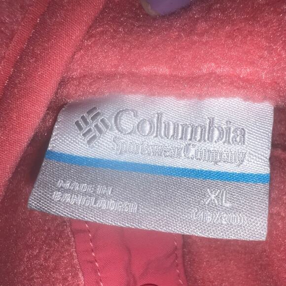 Pink Green Fleece Columbia Quarter Snap Up Jacket Youth XL 18/20 Pullover - Picture 3 of 7